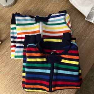 LOT of size 2 primary onesies open footed long sleeve rainbow